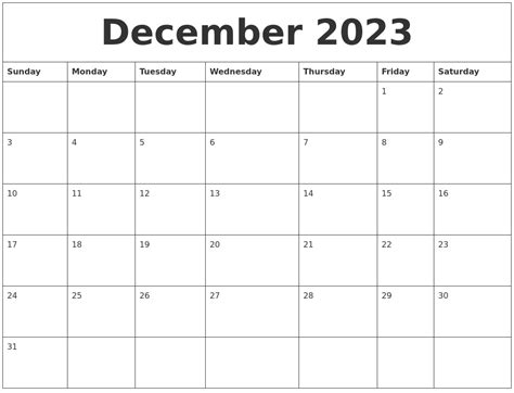 December 2023 Calendar