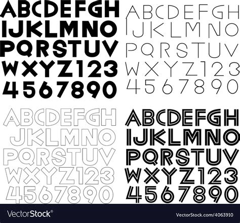 Set of alphabet fonts and numbers Royalty Free Vector Image