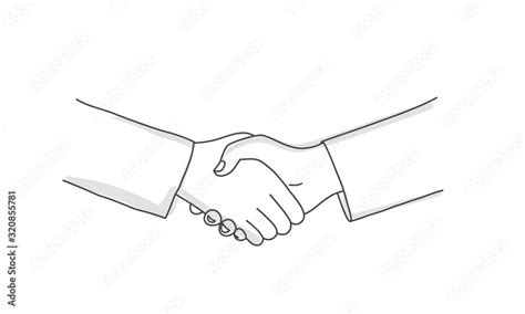 Business handshake. Line drawing vector illustration. Stock Vector ...