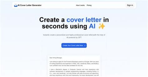 AI Cover Letter Generator - Info, Pricing & Guides | AI TOOL GURU