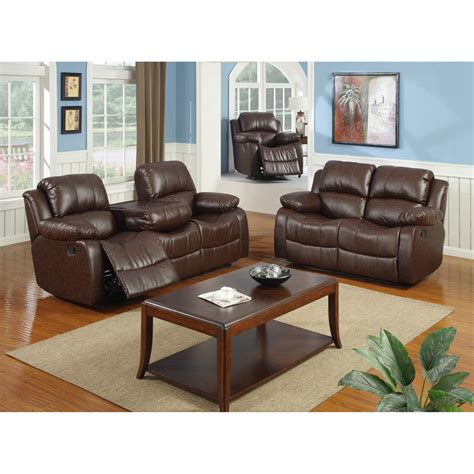 Best Quality Furniture Bonded Leather 3 Piece Recliner Living Room Set ...