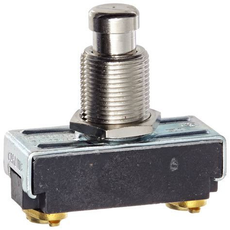 Push Button Switch, On Off Circut Function, SPST N.C, Brass/Nickel Actuator, 15/10 amps at 125/ ...