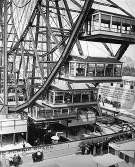 First Ferris Wheel at 1893 World Fair in Chicago. Each car held 60 ...