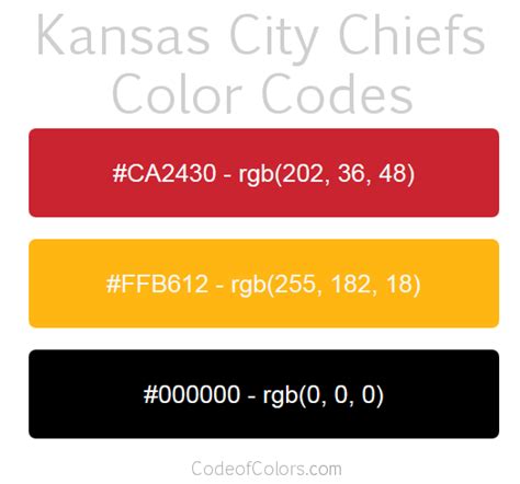 Kansas City Chiefs Colors - Hex and RGB Color Codes