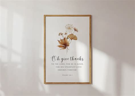 OH GIVE THANKS, Psalm 136:1, Fall Christian Wall Art, Thanksgiving Scripture Print, Christian ...