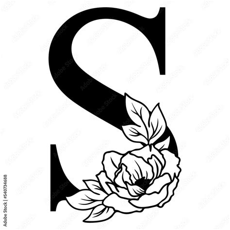 Floral letter S svg, Initial letter S with flower, Monogram alphabet ...