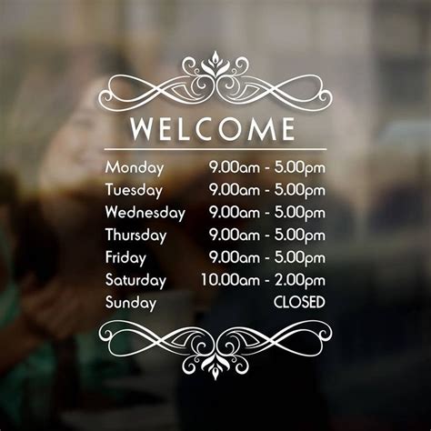 Business Opening Times Hours Sign Sticker Window Door Vinyl Decal ...