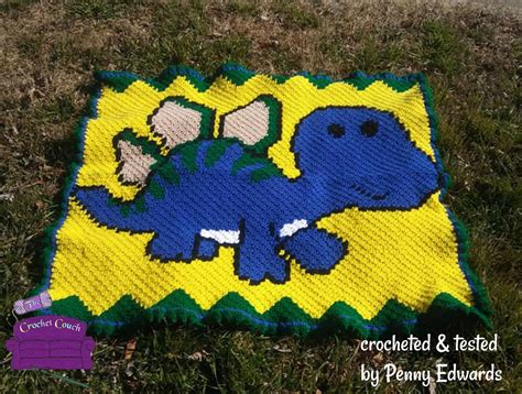 Baby Dinosaur Kids Afghan, C2C Crochet Pattern, Written Row by Row, Color Counts, Instant ...