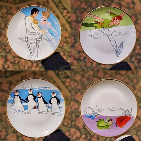 Disney | Dining | Disney Parks Ink Paint 4 Ceramic Plates Set | Poshmark