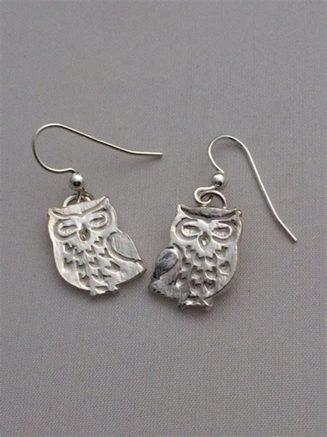 Silver Owl Earrings - Bluebells by Nicki