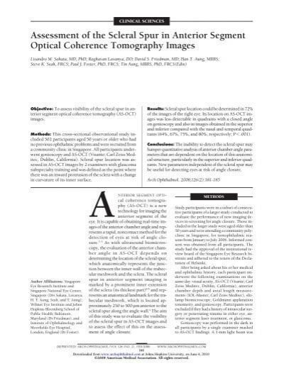 Assessment of the Scleral Spur in Anterior Segment - Johns Hopkins ...