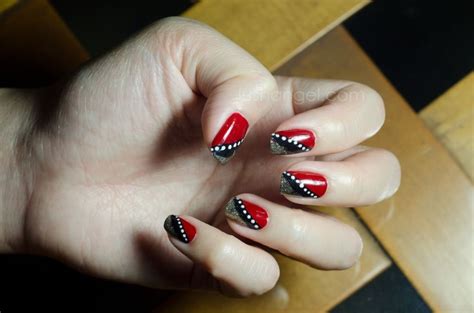 Flashy Geometric | Red nail art designs, Geometric nail, Black and white nail art