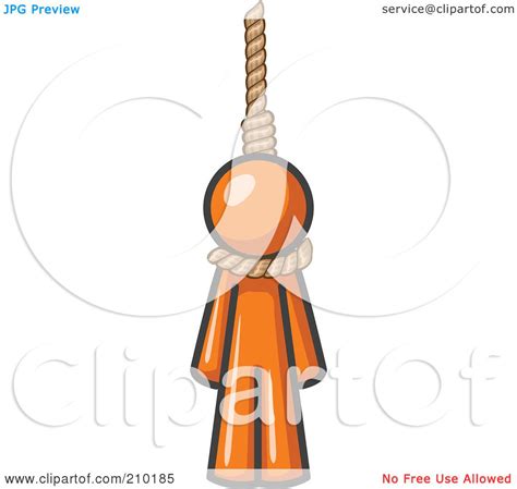 Royalty-Free (RF) Clipart Illustration of an Orange Design Mascot Man Hanging From A Rope by Leo ...