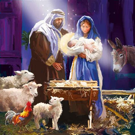 Ling Design Large Deluxe Cards - Nativity Scenes (Pack Of 12)