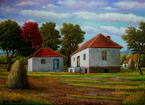 Old village from Leskovac city - Oil on canvas (64x46)cm, without frame ...