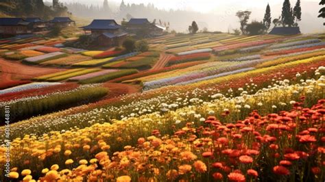 Colorful flower field in Yunnan, China. Yunnan is one of the most ...