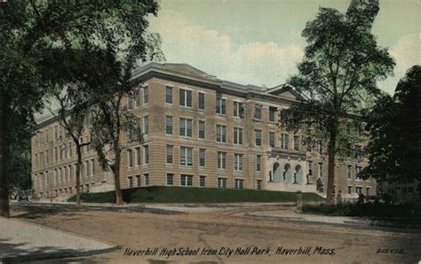 Haverhill High School from City Hall Park Massachusetts Postcard