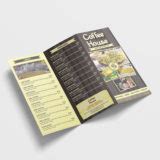Hot Coffee Shop Menu Tri-Fold Brochure Design Template - 99Effects
