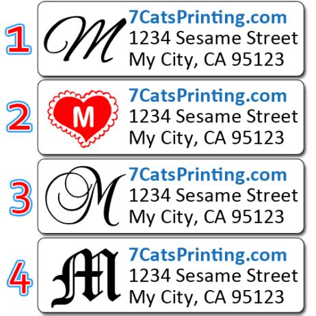 Monogram Return Address Labels Personalized - 7 Cats Printing