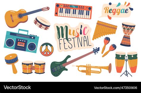 Lively set of reggae musical instruments drums Vector Image