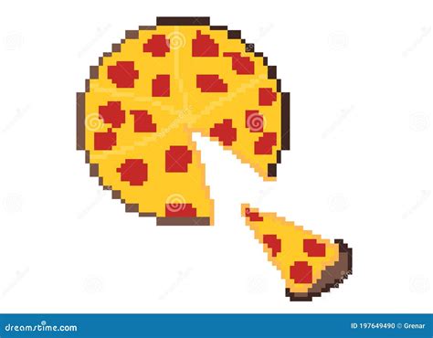 Pixel Art Pizza Full Slice Cut Stock Illustration - Illustration of pizza, full: 197649490