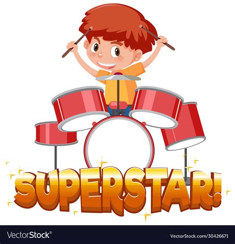 Font design template for word superstar with boy Vector Image