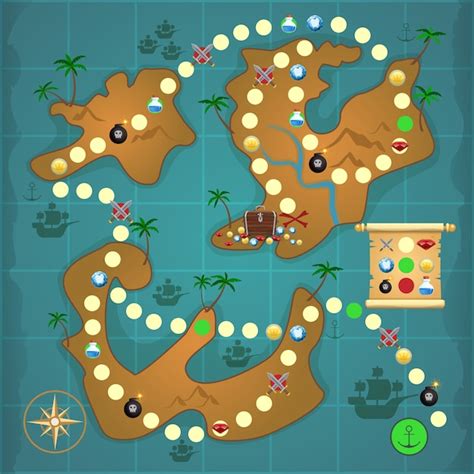 Free Vector | Pirate treasure island map game puzzle template vector ...