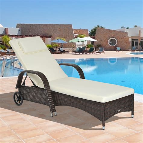 Outsunny Adjustable Wicker Rattan Sun Lounger Recliner Chair w/ Cushion Brown 5056029828540 | eBay