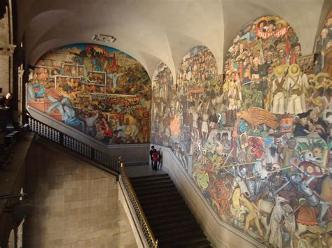 The History of Mexico mural in the stairway of the National Palace in ...