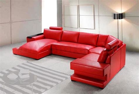 10 Ideas of Red Leather Sectionals With Chaise
