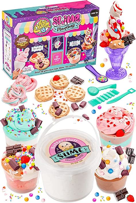 Amazon.com: Original Stationery Ice Cream Slime Kit Playshop to Make Fun Pink & Sweet Slime Ice ...