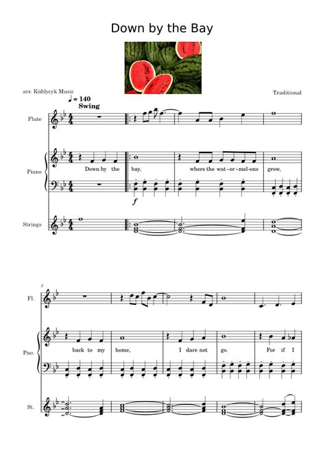 Down By The Bay Sheet music for Piano, Flute, Strings group (Mixed Ensemble) | Musescore.com