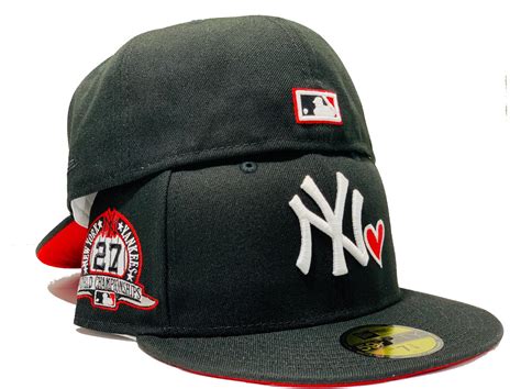 NEW YORK YANKEES 27TH CHAMPIONSHIP BLACK RED BRIM NEW ERA FITTED HAT ...