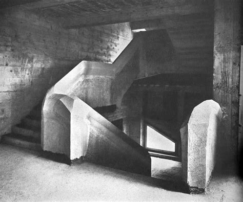 Interior poured concrete stairs during construction of Rudolf Steiner's second Goetheanum ...