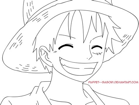 Luffy Lineart By Puppet Sasori-d5e4hdp by Dakusaido on DeviantArt