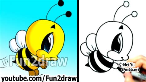 How to Draw Cartoon Characters - Bumble Bee in 2 min - Easy Things to Draw - Fun2draw - YouTube