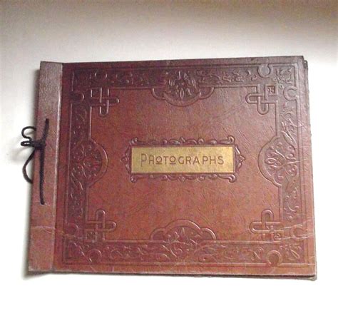 Vintage Tooled Brown Photo Album or Scrapbook by planetalissa