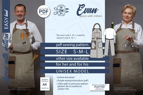 Chef Apron Pattern Evan Apron with Mitte Graphic by TakeAndSew ...