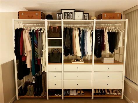 The lovely Ikea Elvarli open wardrobe (all of my clothing, shoes, and ...
