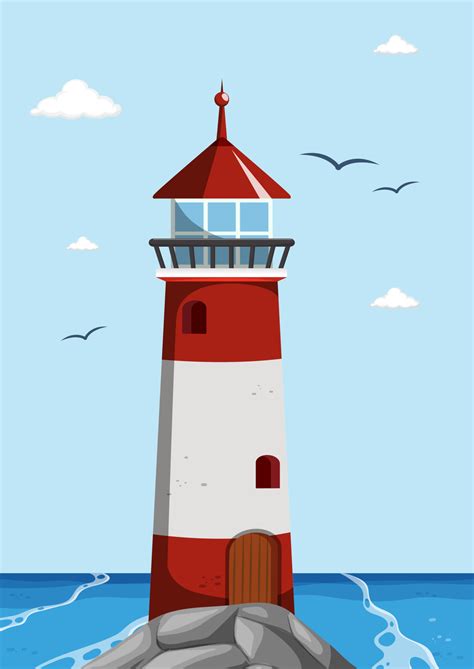 Clipart Lighthouse In Flat Style Vector Illustration 9576482 Vector Art ...