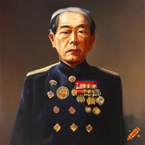 Oil portrait of a japanese naval admiral during wwii on Craiyon