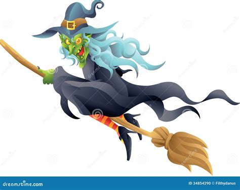 Halloween Witch On Broom Stock Photo - Image: 34854290