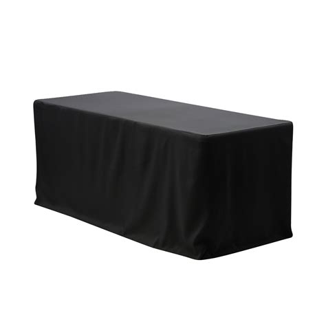 8 ft Fitted Polyester Tablecloth Rectangular Black - Your Chair Covers Inc.