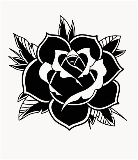 Traditional black rose in 2023 | Traditional tattoo stencils ...