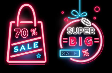 Shopping Sale Banner Neon Vector 211681 Vector Art at Vecteezy