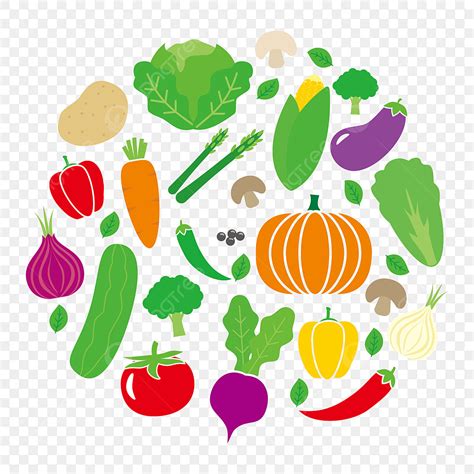 Fresh Vegetables Clipart Transparent Background, Vegetables Vector Illustration With Flat ...