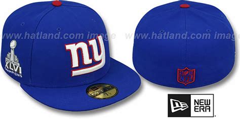 New York NY Giants SUPER BOWL CHAMPS XLVI Royal Fitted Hat