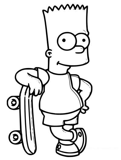 Cool Bart Simpson Coloring Page - Free Printable Coloring Pages for Kids