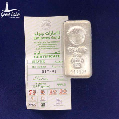 Emirates Gold 5 oz Silver Bar (With Assay) (Secondary Market) - Great Lakes Coin