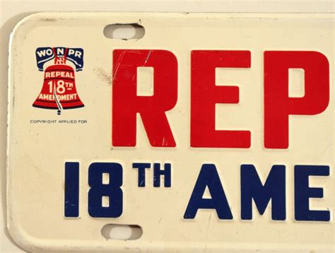 Repeal 18th Amendment License Plate at Breweriana.com